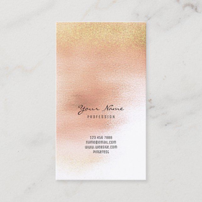  Peach Pastel Ombre Glass Guld Glitter Visitkort (Framsida)