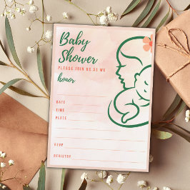 Peach Peach Färgad Baby Shower-fyllning för mamma Inbjudningar