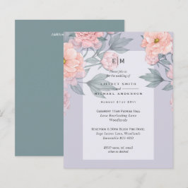  Peach PEONIES Blue Wedding BUDGET