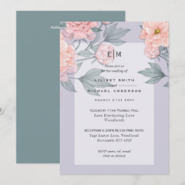  Peach PEONIES Blue Wedding Investigation