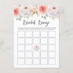 Peach Peonies och Guld Löv Möhippa Bingo Tilläggskort