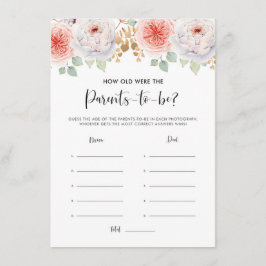 Peach Peonies och Guld Löv Parents Age Guessing Tilläggskort