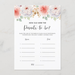 Peach Peonies och Guld Löv Parents Age Guessing Tilläggskort