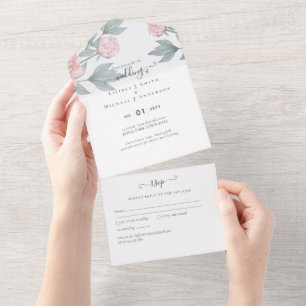 Peach Peonies Sage Blommigt Budget Bröllop