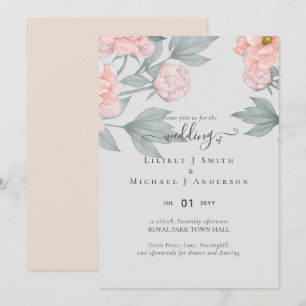 Peach Peonies Sage Blommigt Budget Bröllop