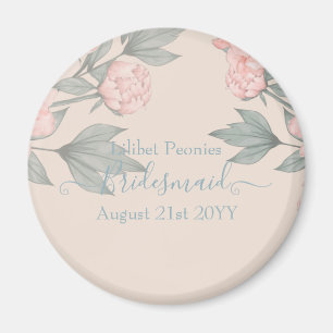 Peach Peonies Sage Blommigt Budget Bröllop Magnet