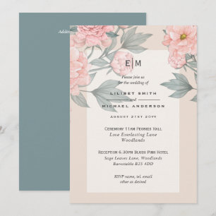 Peach PEONIES Sage Wedding Investigation Receptio