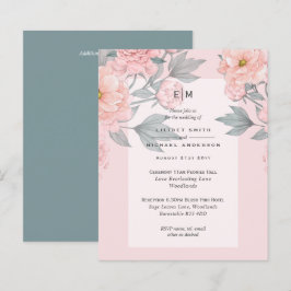  Peach PEONIES Sage Wedding Investigation Receptio