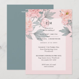  Peach PEONIES Sage Wedding Investigation Receptio