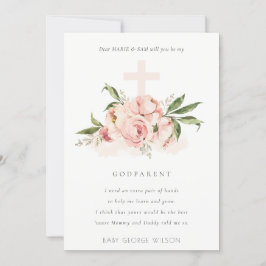 Peach Peony Blommigt Kor Godparent Frieri Inbjudan