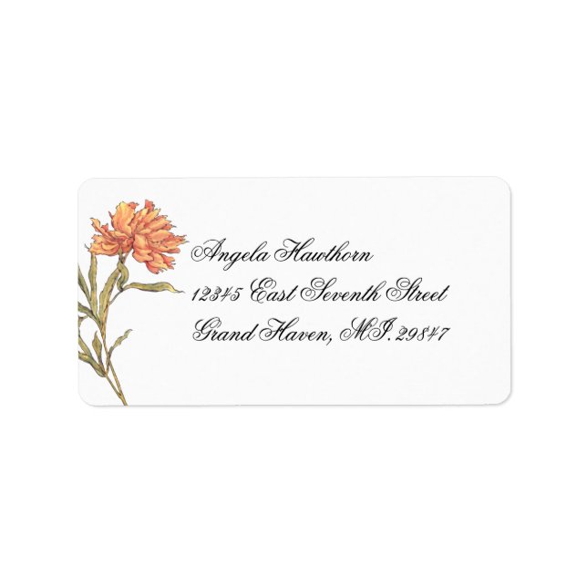 Peach Peony Blommigt OSA Address Label Adressetikett (Framsidan)