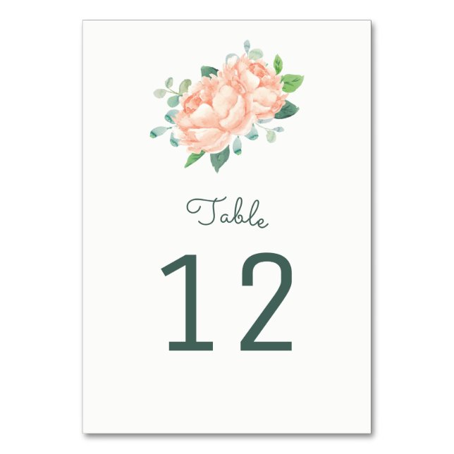 Peach Peony Bordsnummer Cards (Framsidan)