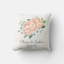 Peach Peony Bröllop Kudde
