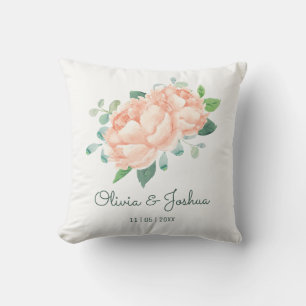 Peach Peony Bröllop Kudde