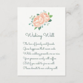 Peach Peony Bröllop Wishing WWishing Cards Tilläggskort