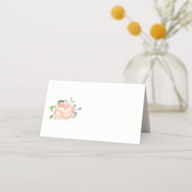 Peach Peony Flower Blank Place-kort Placeringskort (Framsida)