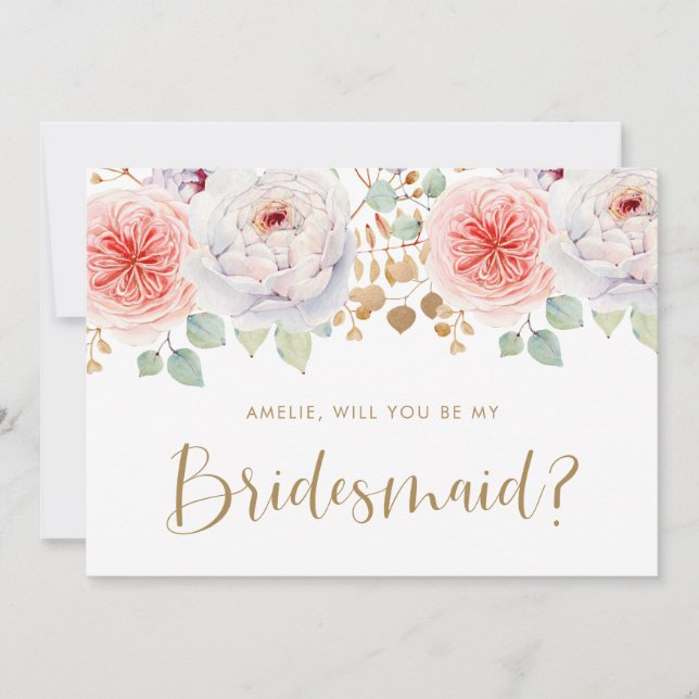 Peach Peony Guld Löv kommer du att bli min Bridesm (Framsida)