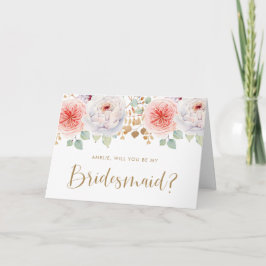 Peach Peony Guld Löv kommer du att bli min Bridesm Inbjudan