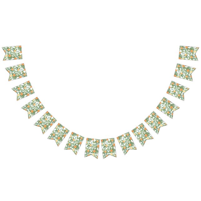 Peach Peony & Ro Blommigt Bröllop Vimplar (Alla)