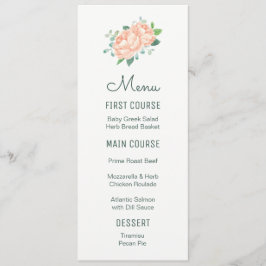 Peach Peony Watercolor Flower Menus Meny