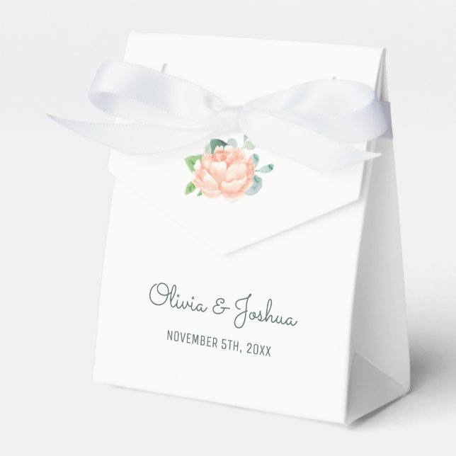 Peach Peony Wedding Favor Boxes Presentaskar (Framsidan Sidan)