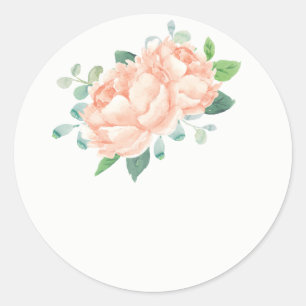 Peach Peony Wedding Favor Stickers Runt Klistermärke