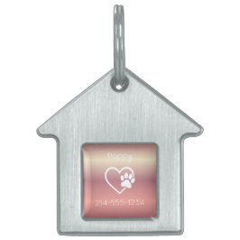 Peach Personalized Dog ID Tag Name & Phone ID-bricka Husdjur