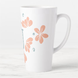Peach Petal Blommigt Initial Mugg