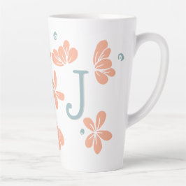 Peach Petal Blommigt Initial Mugg