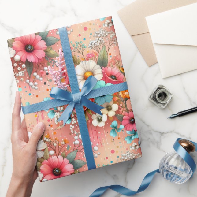 Peach Petal Bloom Presentpapper (Gifting)