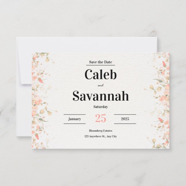 Peach Petal Spara datumkort Spara Datumet (Framsida)