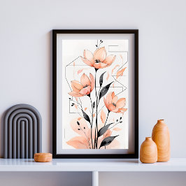 Peach Petals & Linjer Poster