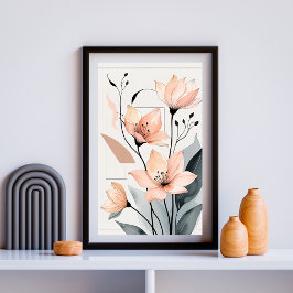 Peach Petals & Linjer Wall Art art Poster