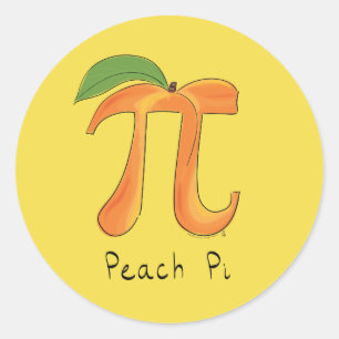 Peach Pi Cute Math Pi Day Stickers Runt Klistermärke