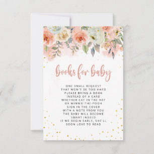 Peach Pink Floral med Guld Glitter Books for Baby  Inbjudningar