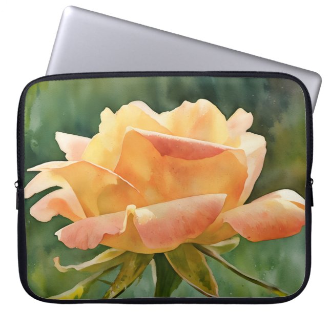 Peach Pink Rose Art Flower Laptop Sleeve Cover (Framsidan)