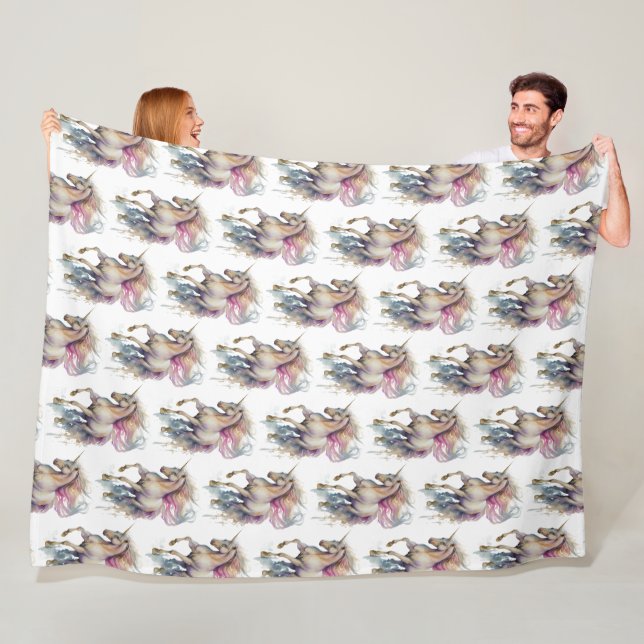 Peach Pink Unicorn Dream  Fleecefilt (På plats)