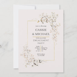 Peach Pink Wildflower and Gold Engagement Party  Inbjudningar