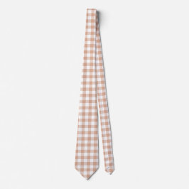 Peach Plaid Gingham Retro Color Neck Tie Slips