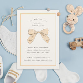 Peach Play Bow Elegant Baby Shower Inbjudningar
