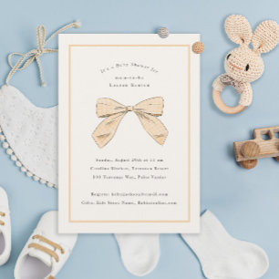 Peach Play Bow Elegant Baby Shower Inbjudningar