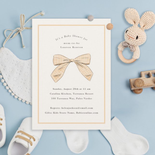 Peach Play Bow Elegant Baby Shower Inbjudningar (Skapare uppladdad)