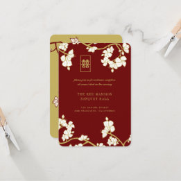 Peach/Plum Blommars Dubbla Happity Red Reception Inbjudningar