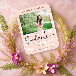 Peach Polka Dot Anpassningsbar Photo Student Stude Magnet