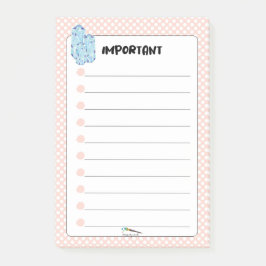 Peach Polka Dot Blue Diamond IMPORTANT Post-it Block