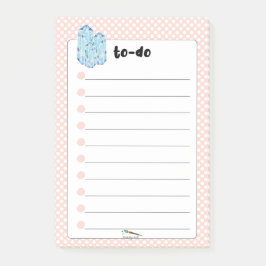 Peach Polka Dot Blue Diamonds TO-DO's Post-it Block