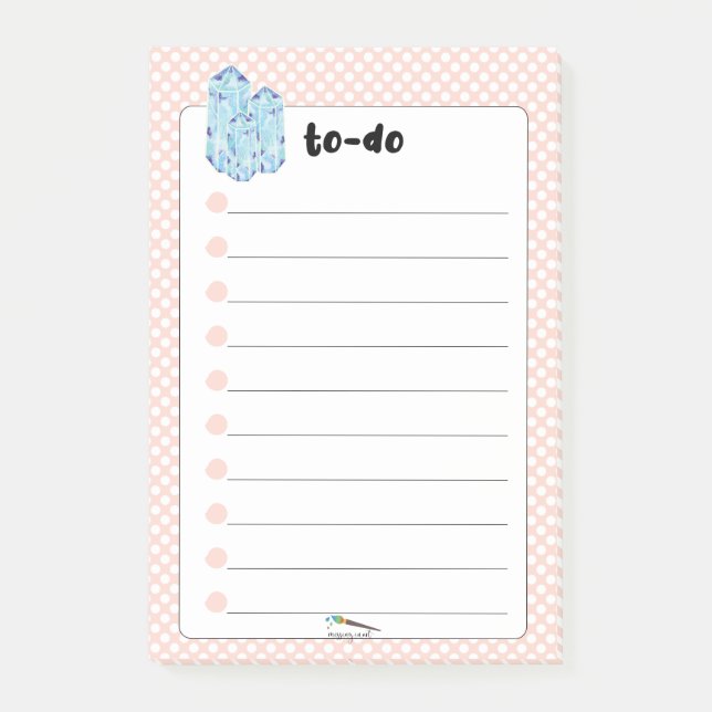 Peach Polka Dot Blue Diamonds TO-DO's Post-it Block (Framsida)