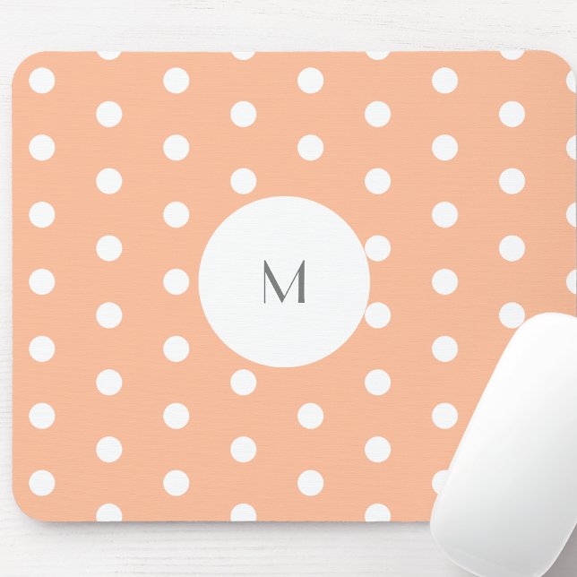 Peach & Polka Dot Monogram Musmatta (Skapare uppladdad)