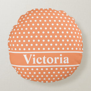 Peach Polka dots Rund Kudde