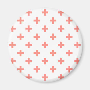 Peach polka kor på vita magnet